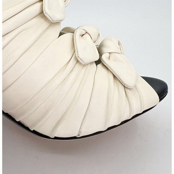 Authentic NWT CHANEL Ivory Bow Detail CC Logo Ruched Ankle Booties Size … - Picture 8 of 17